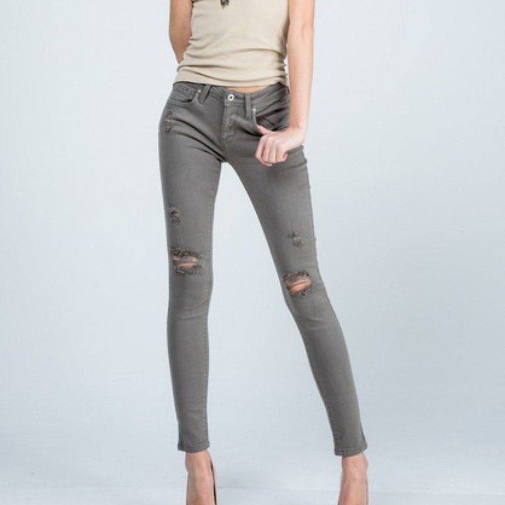 DESTROYED COLOR ANKLE SKINNY